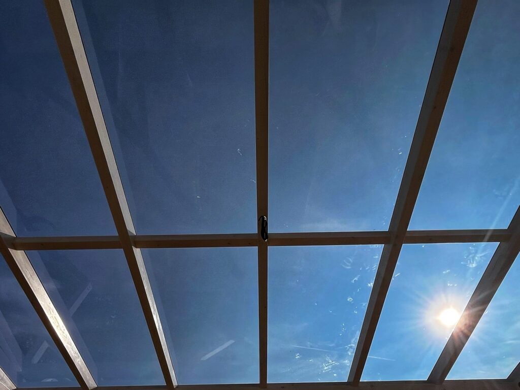 Ukázka pergoly s plným polykarbonátem